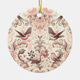 Ornamento De Cerâmica Aviário Vitoriano: Um Jardim Rosa Pastel