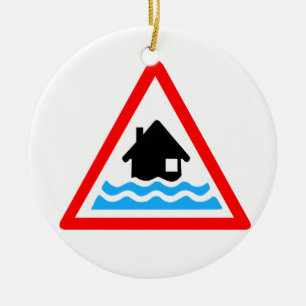 Ornamento De Cerâmica Aviso da inundação