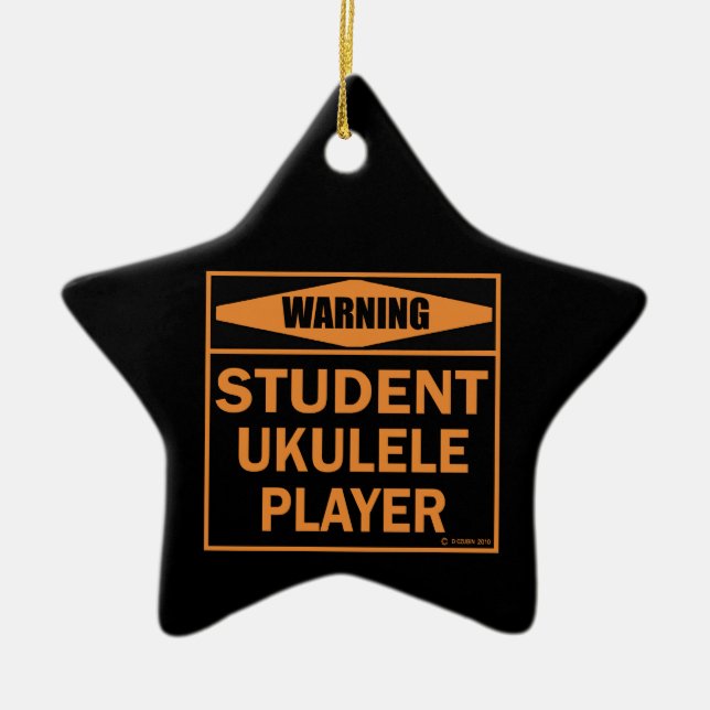 Ornamento De Cerâmica Aviso! Jogador Ukulele estudante! (Frente)