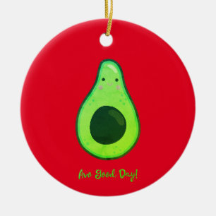 Ornamento De Cerâmica Avo Bom Dia Abacate Punny 