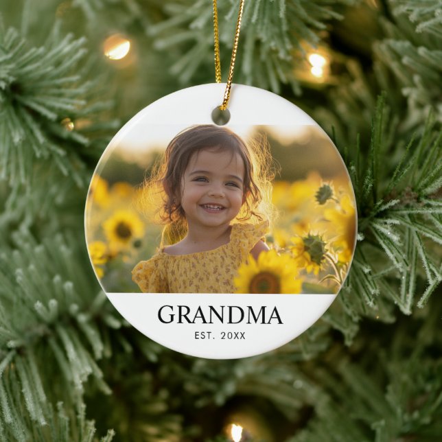 Ornamento De Cerâmica Avó com Foto Personalizada (Árvore)
