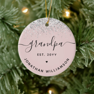 Ornamento De Cerâmica Avô Est Glitter Confetti - Presentes Personalizado