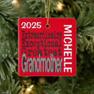 Ornamento De Cerâmica Avó Extraordinária PERSONALIZADA