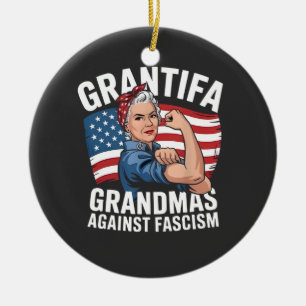 Ornamento De Cerâmica Avó Grantifa Contra o Fascismo Sem Rei EUA