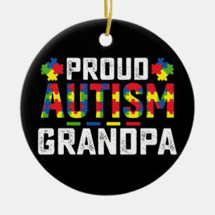 Ornamento De Cerâmica Avô Orgulhoso de Autismo Conscientização Família A
