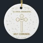 Ornamento De Cerâmica Avó Primeira Comunhão Santa Dourada Cruz<br><div class="desc">Uma querida neta vai ter sua Primeira Comunhão. Felicite-a e envie a sua bênção com esta bela manutenção dos acontecimentos religiosos que ela vai passar.</div>