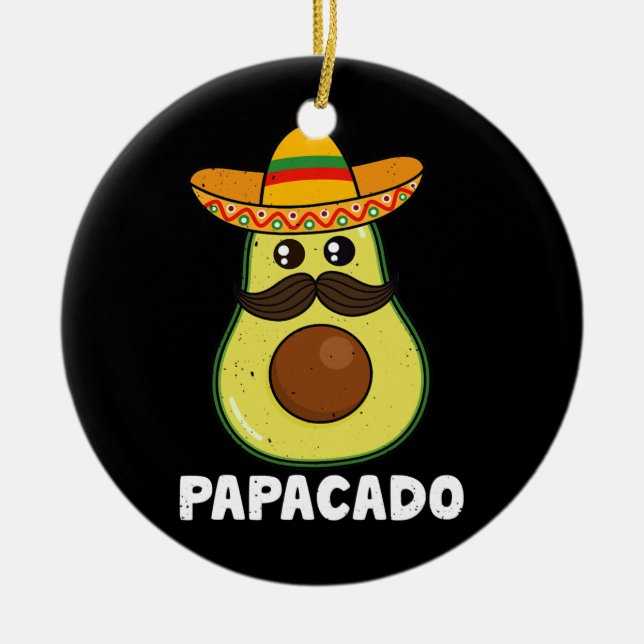 Ornamento De Cerâmica Avocado Pai Vegan Guacamole Papacado Sombrero (Frente)