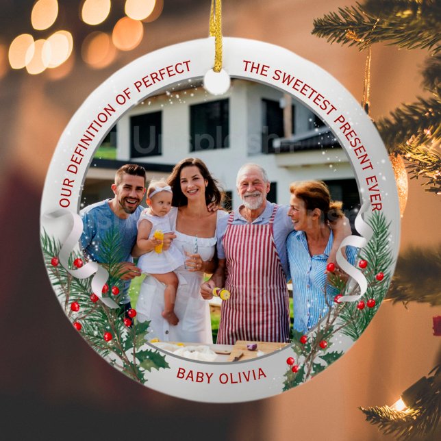 Ornamento De Cerâmica Avós 1rua de Natal Quadro de Prata Clássico (Criador carregado)