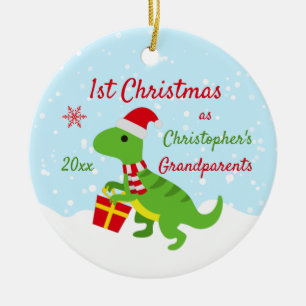 Ornamento De Cerâmica Avós do Dinossauro e Rex Bonitos No Primeiro Nata