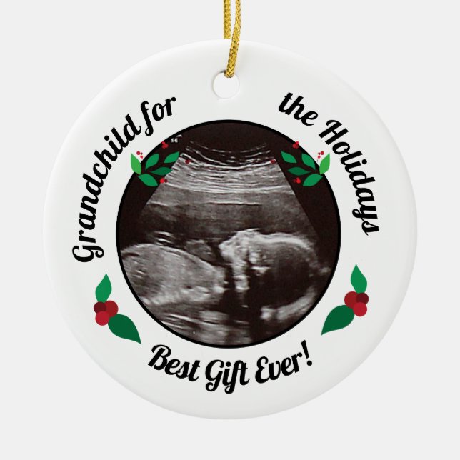 Ornamento De Cerâmica Avós netos para as Férias de Natal (Frente)