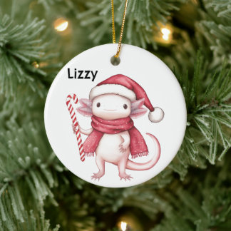 Ornamento De Cerâmica Axolote Salamandra de Natal Personalizada