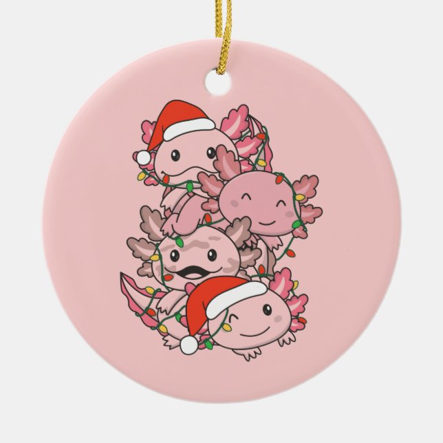 Ornamento De Cerâmica Axolotl Natal Árvore Animais de Natal Axolots (Frente)