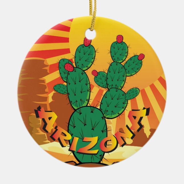 Ornamento De Cerâmica AZ Arizona de Natal Pickly Par cactus (Frente)