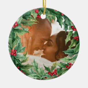 Ornamento De Cerâmica Azevem de Natal Personalizado com Foto de Azevem e