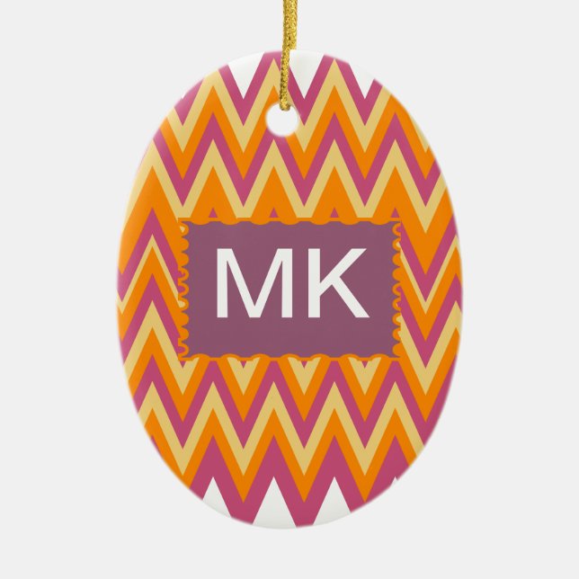 Ornamento De Cerâmica Aztec Tribal ZigZag (Frente)