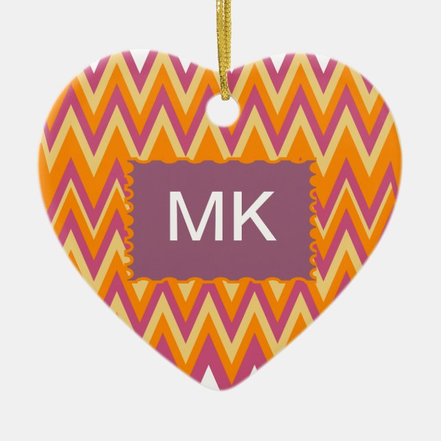 Ornamento De Cerâmica Aztec Tribal ZigZag (Frente)