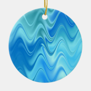 Ornamento De Cerâmica Azul Abstrato Ondulado