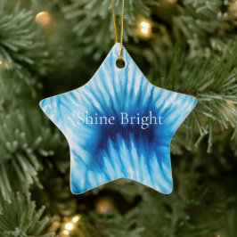 Ornamento De Cerâmica Azul Aqua Azul Tie Branco