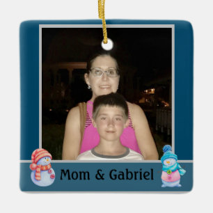 Ornamento De Cerâmica Azul de foto de Natal