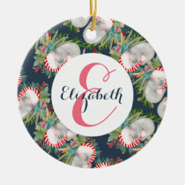 Ornamento De Cerâmica Azul de Natal Koala Personalizado