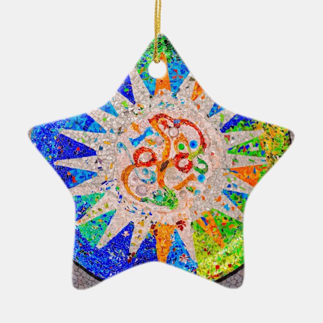 Ornamento De Cerâmica Azul do detalhe de Gaudi (Frente)