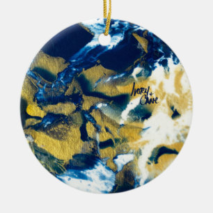 Ornamento De Cerâmica Azul e Dourado para o Indigo Gleaming SPWW