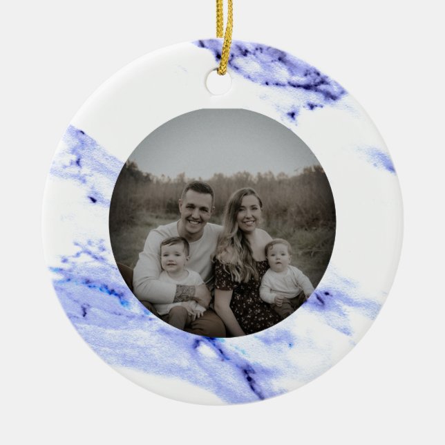 Ornamento De Cerâmica Azul e mármore branco (Frente)