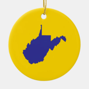 Ornamento De Cerâmica Azul e ouro de West Virginia