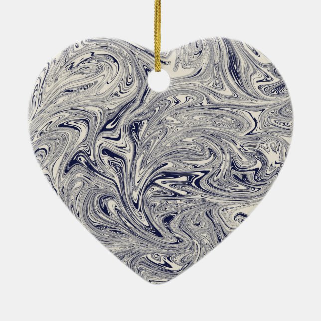 Ornamento De Cerâmica Azul Elegante e mármore branco (Verso)