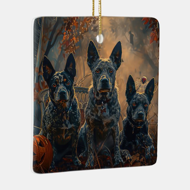 Ornamento De Cerâmica Azul Heeler Halloween Noite Delight (Direito )