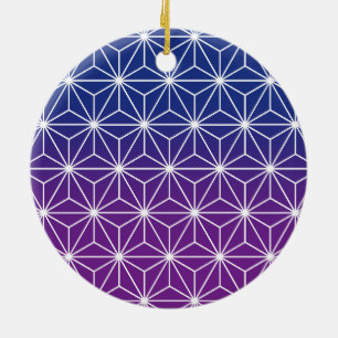 Ornamento De Cerâmica Azul-Impressão tradicional Asanoha japonês