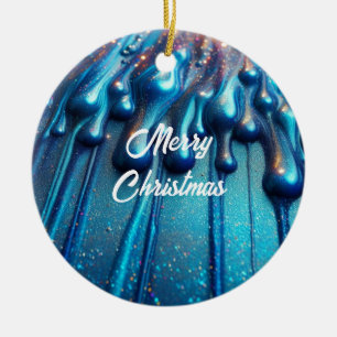 Ornamento De Cerâmica Azul, Iridescente, Bebidas Líquidas Natal