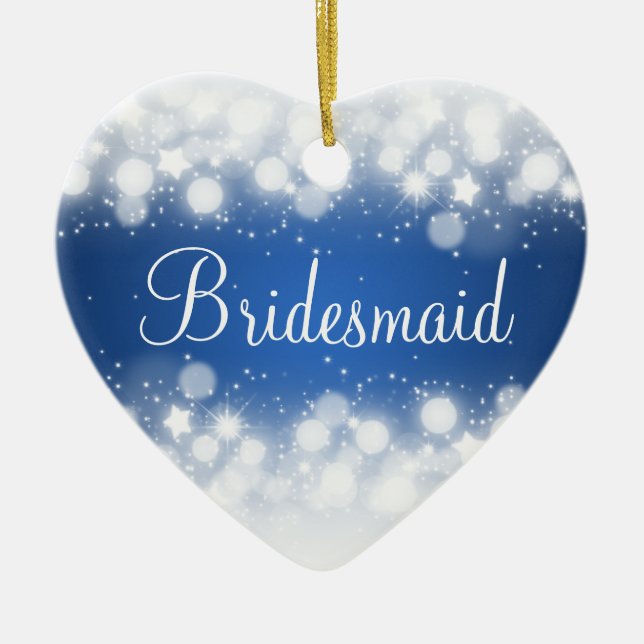 Ornamento De Cerâmica Azul mágico da faísca do favor elegante do (Frente)