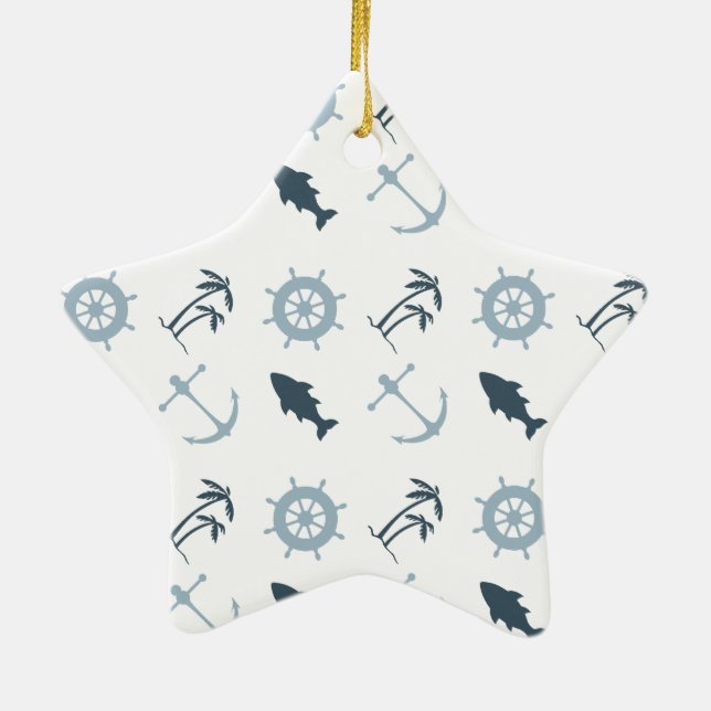 Ornamento De Cerâmica Azul náutico (Verso)