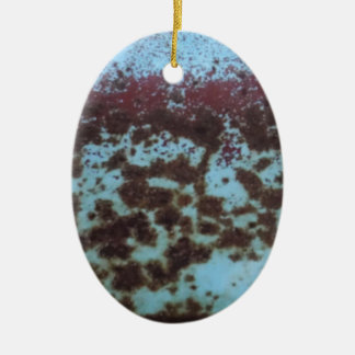 Ornamento De Cerâmica Azul Teal e Púrpura Fundo enferrujado