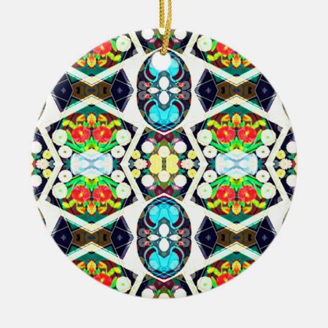 Ornamento De Cerâmica Azul-zinnias (Frente)