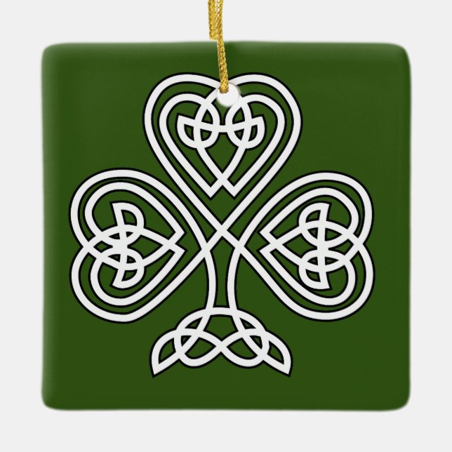 Ornamento De Cerâmica Azulejo Celtic Knot Shamrock (Frente)
