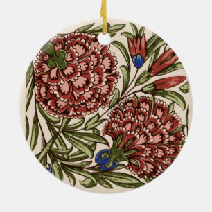 Ornamento De Cerâmica Azulejo Flor de Cravo Antigo Rústico De Morgan Art