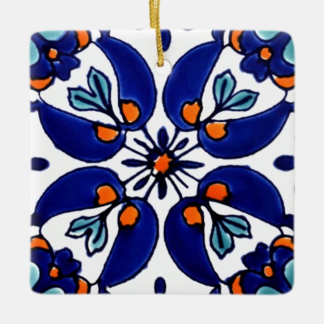 Ornamento De Cerâmica Azulejo mexicano Talavera Terracotta nº 1 (Frente)