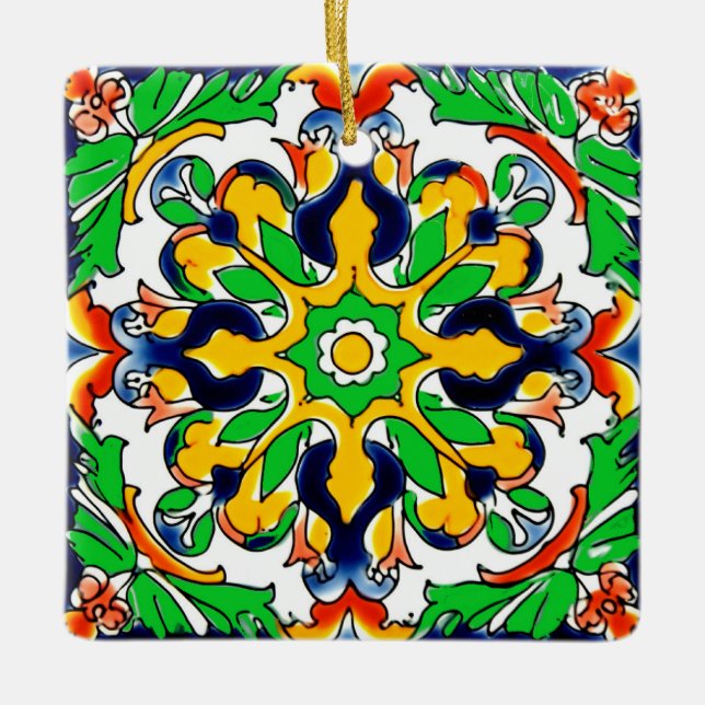 Ornamento De Cerâmica Azulejo mexicano Talavera Terracotta nº 4 (Frente)