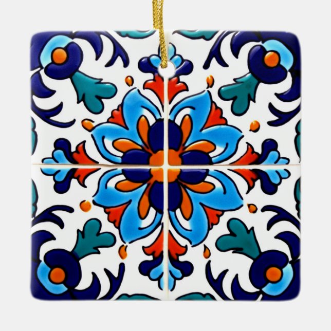 Ornamento De Cerâmica Azulejo mexicano Talavera Terracotta nº 9 (Frente)