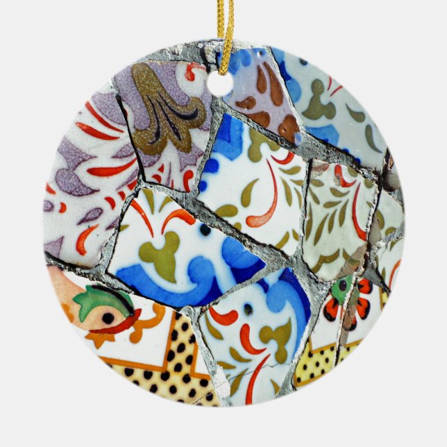 Ornamento De Cerâmica Azulejos de mosaico de Guell do parque de Gaudi (Frente)