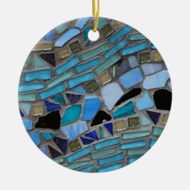 Ornamento De Cerâmica Azulejos do mosaico de azul e verde (Frente)