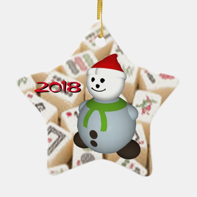 Ornamento De Cerâmica azulejos Mahjong (Verso)