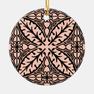 Ornamento De Cerâmica Azulejos marroquinos - rosa e preto do pêssego