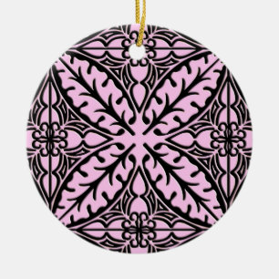 Ornamento De Cerâmica Azulejos marroquinos - rosa-gelo e preto