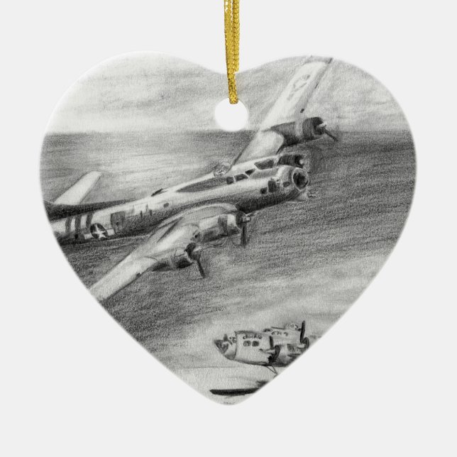 Ornamento De Cerâmica (B-17) Fortaleza Voadora (Frente)