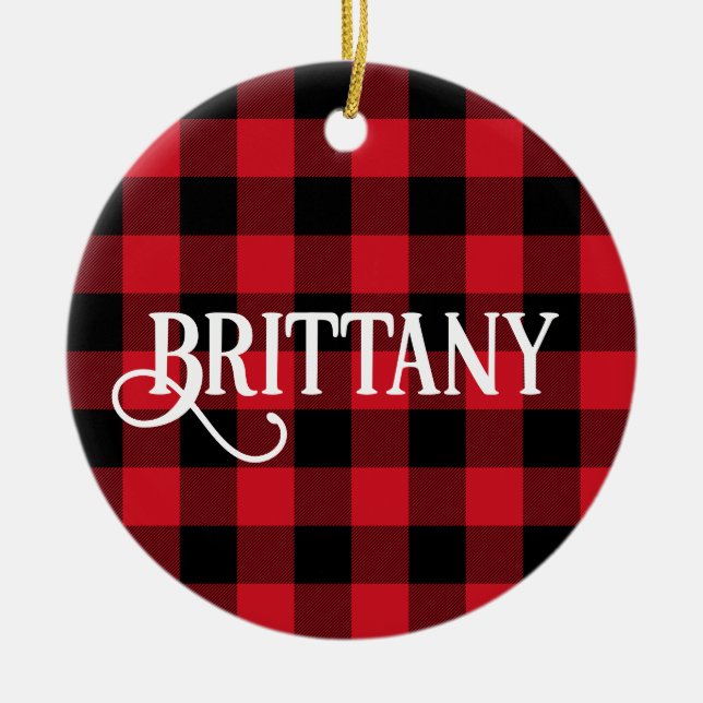 Ornamento De Cerâmica B Monograma - Letra Buffalo Check Photo (Frente)
