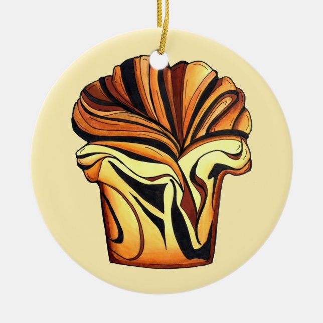 Ornamento De Cerâmica Babka Chocolate Bread Slice Loaf Jewery (Frente)