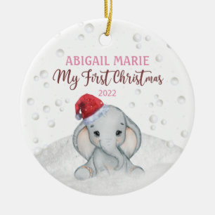 Ornamento De Cerâmica Baby 1rua First Holiday Natal Elephant